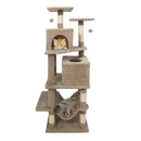 57 Inch Cat Tree with Dual Condos and Hammock and 2 Dangling Balls