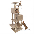 57 Inch Cat Tree with Dual Condos and Hammock and 2 Dangling Balls