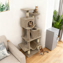 57 Inch Cat Tree with Dual Condos and Hammock and 2 Dangling Balls