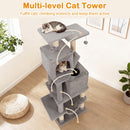 57 Inch Cat Tree with Dual Condos and Hammock and 2 Dangling Balls
