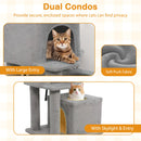 57 Inch Cat Tree with Dual Condos and Hammock and 2 Dangling Balls