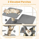 57 Inch Cat Tree with Dual Condos and Hammock and 2 Dangling Balls