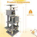 57 Inch Cat Tree with Dual Condos and Hammock and 2 Dangling Balls