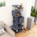 57 Inch Cat Tree with Dual Condos and Hammock and 2 Dangling Balls