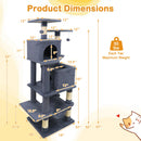 57 Inch Cat Tree with Dual Condos and Hammock and 2 Dangling Balls