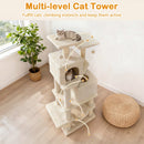 57 Inch Cat Tree with Dual Condos and Hammock and 2 Dangling Balls