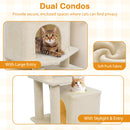 57 Inch Cat Tree with Dual Condos and Hammock and 2 Dangling Balls