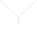 14K White Gold 3.0 Cttw Round-Brilliant & Baguette Cut Diamond S Shaped Graduated 18" Pendant Necklace (I-J Color, I2-I3 Clarity)