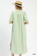 Umgee Gingham Midi Dress with Side Pockets