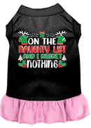 Christmas Pet, Dog and Cat Dress Screen Printed, "On The Naughty List And I Regret Nothing"