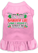 Christmas Pet, Dog and Cat Dress Screen Printed, "On The Naughty List And I Regret Nothing"