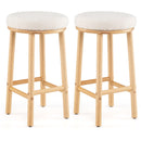 27" Bar Stools Set of 2 Upholstered Barstools with Boucle Fabric Seats-White