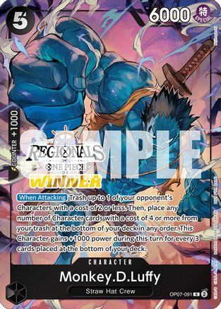 Monkey.D.Luffy (091) (Online Regional 2024 Vol. 3) [Winner] (OP07-091) - One Piece Promotion Cards Foil