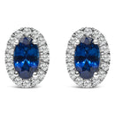 10K White Gold 5x3 MM Oval Purple Amethyst and Diamond Halo Stud Earrings (I-J Color, I1-I2 Clarity)