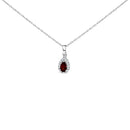 10K White Gold 5x3mm Green Emerald and Diamond Accent Halo Pear Shape 18" Pendant Necklace (I-J Color, I1-I2 Clarity)