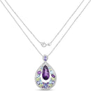 6.40 Carat Genuine Multi Stones .925 Sterling Silver Pendant
