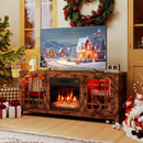 58" Fireplace TV Stand with LED Lights and 18" Electric Fireplace