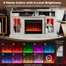 58 Inch Fireplace TV Stand with LED Lights with Storage Cabinets and Glass Doors
