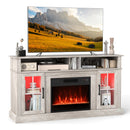 58 Inch Fireplace TV Stand with LED Lights with Storage Cabinets and Glass Doors