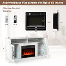 58 Inch Fireplace TV Stand with LED Lights with Storage Cabinets and Glass Doors