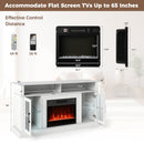 58 Inch Fireplace TV Stand with LED Lights with Storage Cabinets and Glass Doors