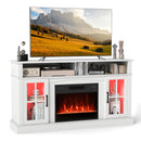 58 Inch Fireplace TV Stand with LED Lights with Storage Cabinets and Glass Doors