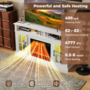 58 Inch Fireplace TV Stand with LED Lights with Storage Cabinets and Glass Doors