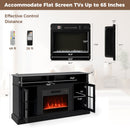58 Inch Fireplace TV Stand with LED Lights with Storage Cabinets and Glass Doors
