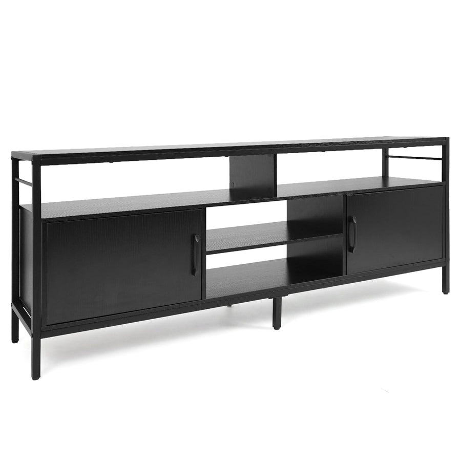 58 Inch Industrial TV Stand with Cabinets and Adjustable Shelf for TVs up to 65 Inch-Rustic Brwon