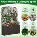 58 Inch Raised Garden Bed with Trellis and Wicker Planter Box