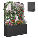 58 Inch Raised Garden Bed with Trellis and Wicker Planter Box