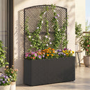 58 Inch Raised Garden Bed with Trellis and Wicker Planter Box