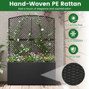 58 Inch Raised Garden Bed with Trellis and Wicker Planter Box