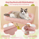 58 Inch Tall Multi-Level Cat Tree Aesthetic Floral Kitten Tower-Pink