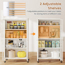 58 Inches Bookcase with Adjustable Shelves and Lockable Wheels-White