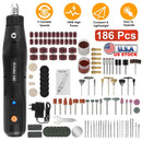 Mini Corded Rotary Power Tool Set of 186Pcs Electric Detail Sander Grinding Pen Small Drill Kit Engraver with 5 Speeds for Sanding Polishing Drilling