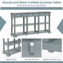 58 Inch Retro Console Table with 3 Drawers and Open Shelves Rectangular Entryway Table