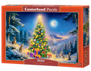 500 Piece Jigsaw Puzzle, Christmas Eve, Glowing Christmas Tree & Bunnies in Snow, Cozy Holiday Vibes, Adult Puzzle, Castorland B-54244