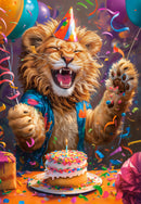 1000 Piece Jigsaw Puzzle, Happy Birthday!, Joyful lion, Party scene, Funny and humorous scene of animal, Adult Puzzle, Castorland C-105359-2