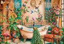 1000 Piece Jigsaw Puzzle, The Bath Fantasy, Luxurious bathroom, Peacock and exotic birds, Ornate, vibrant art., Adult Puzzle, Castorland C-105380-2
