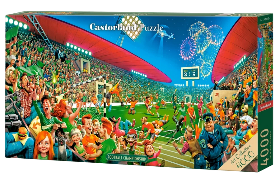4000 Piece Jigsaw Puzzle, Football Championship, Funny sports puzzle, Soccer Match, Cartoon Chaos Style, Adult Puzzle, Castorland C-400393-2