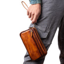 Vertical Model In Square Shape First Layer Cowhide Casual Clutch Men