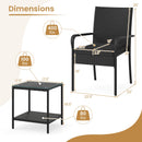 3 Piece Patio Furniture Set with Seat Cushions and Tempered Glass Tabletop
