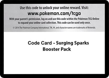 Code Card Surging Sparks Booster Pack  - SV08 Surging Sparks