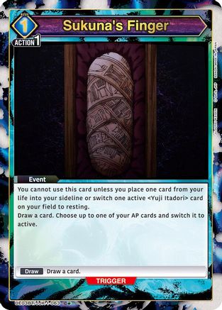 Sukuna's Finger (C*) (UE03BT/JJK-1-063) - UE03BT Jujutsu Kaisen Foil