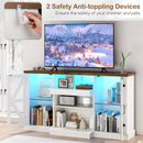 59 Inches Media Console Table with 3-Level Shelves and 22 Dynamic Modes-White