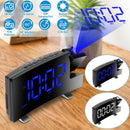 Projection Alarm Clock with Radio Function 7.7In Curved-Screen LED Digital Alarm Clock w/ Dual Alarms 4 Dimmer 12/24 Hour USB Charging Port 180¡ Rotat