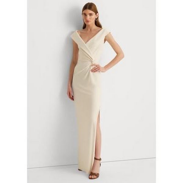 ralph lauren jersey off the shoulder dress Jersey Off-the-Shoulder Gown