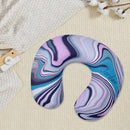 Personalized Marble Swirl Travel Neck Pillow with Name | Memory Foam, Detachable Washable Cover | Custom Gift for Art Lovers