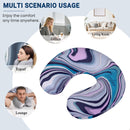Personalized Marble Swirl Travel Neck Pillow with Name | Memory Foam, Detachable Washable Cover | Custom Gift for Art Lovers